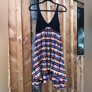 Patterson J Kincaid colorful, pleated, flowy, mid dress